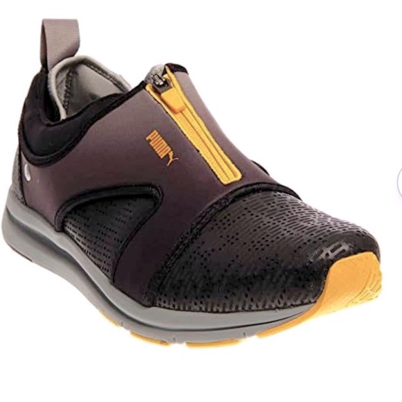 PUMA HAAST DIP DYE MENS TENNIS SHOES, SNEAKERS, BLACK YELLOW & GREY, SIZE 11 - Picture 4 of 16